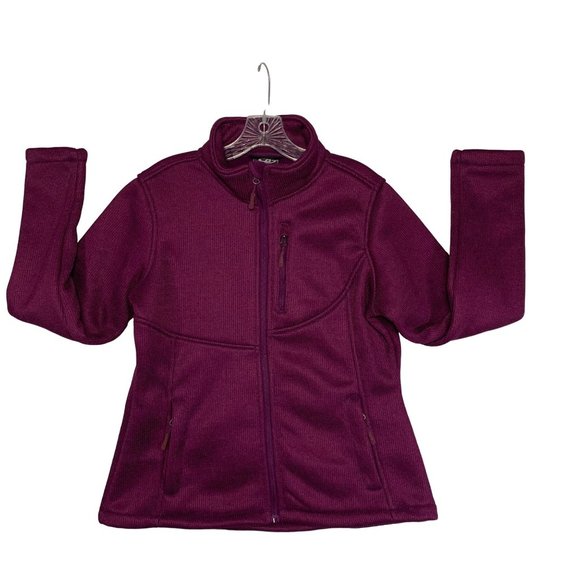 CB Sports Womens Fall Campus Fitted Bomber Jacket Size L Ribbed Purple Fleece - Picture 1 of 10